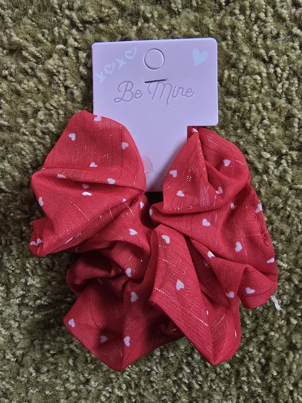 mine Red Heart Print Hair Scrunchie
